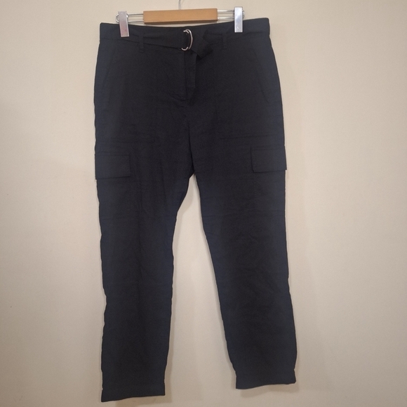 Theory Hannon black linen blend cargo pants SZ 4 NWOT - Picture 4 of 12